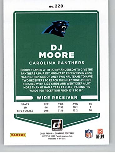 DJ Moore 2021 Donruss 220 nm+ -mt+ panteras de futebol da NFL