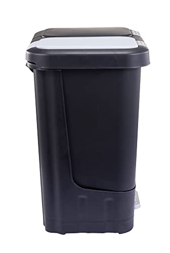 Lixeira de lixo de plástico duplo e lixeira com tampa lenta, preta, 11 gal