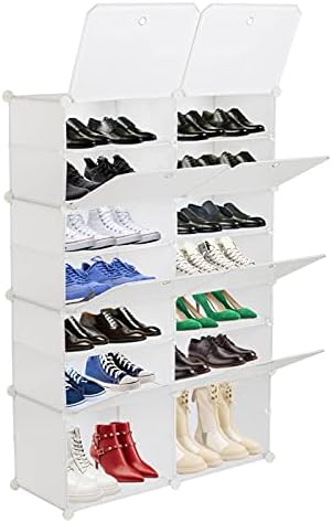 NA 7 camadas portáteis de 28 pares organizador de sapatos 14 grades stand de armário de armazenamento de prateleira de grades expansíveis para saltos, botas, chinelos, brancos