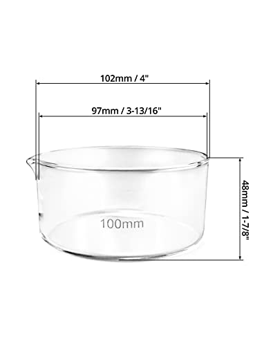 Prato de cristalização de vidro QWork, 2 pacote de 100 ml de 100 ml de fundo plano Boroscilicate Labor