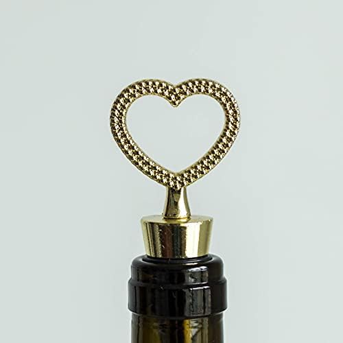 Balsa Circle Gold Diamond Heart Wine Bottle Stopper com caixa de presente