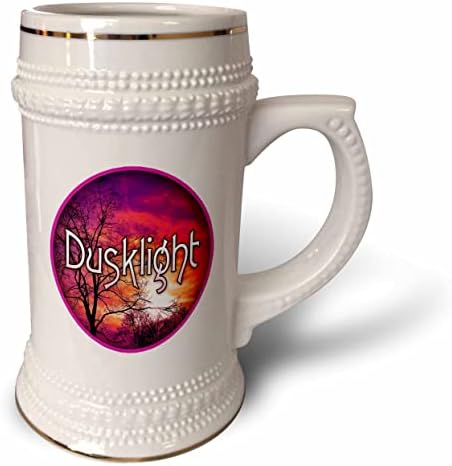 Imagem 3drose de palavra dusklight no fundo do pôr do sol redondo - 22oz de caneca