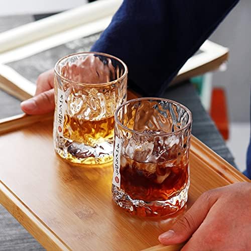 Glass de uísque japonês - copo antiquado feito à mão | Crystal Hammer Figure acabamento | Copo de bebida espessada para uísque coquetel de cerveja de uísque escocês para homens Papai Pais do dia