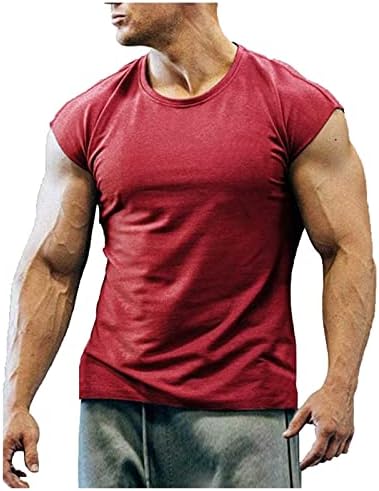 Men, camiseta atlética, verão de manga curta camiseta tops sólidos casuais redondos do pescoço de pescoço camiseta solta camisetas de roupas ativas