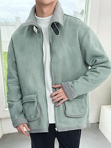 Jaquetas de jaqueta masculina para homens, zípeira com o ombro de bolso de bolso de bolso de bolso de camurça