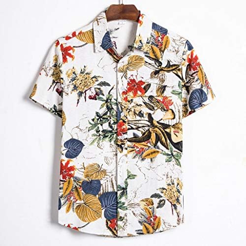 HDDK Mens Casual Button Down Camisetas de manga curta Verão estilos britânicos estampestres retro étnico casual havaiano