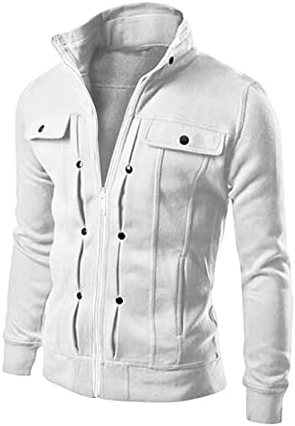 Jaqueta forrada masculina masculina jaqueta atlética moda casual stand stand gollo de colarinho decorado jaqueta de moletom