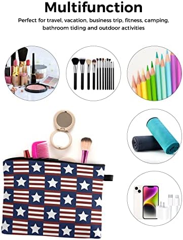 LSRToss 4 de julho Bolsa de maquiagem - Bolsa de cosméticos de viagem de grande capacidade para homens, Independence Day Star Stripes