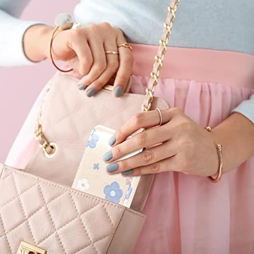 Caixa de batom de Oryuekan com espelho bolsa de maquiagem portátil fofa, bolsa cosmética, flores de desenho animado adorável primavera floral kawaii