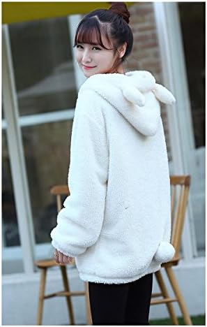 Ixiton Winter Womens feminino moletons de urso macio, moletons de coelho adorável, suéter quente e difuso, casacos de zíper