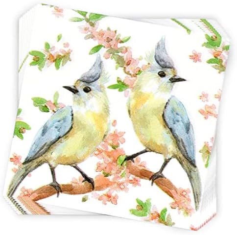 100 pássaros guardanapos de bebida de coquetel de pássaros pássaros decorativos de papel em galhos com flores guardana