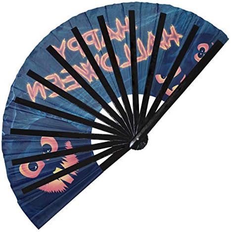 Halloween Fan Hand Fan UV Glow Festival Festival Rave Fan Halloween Fã de Art Fan Scary Fan Scary Pumpkin Fan Fan