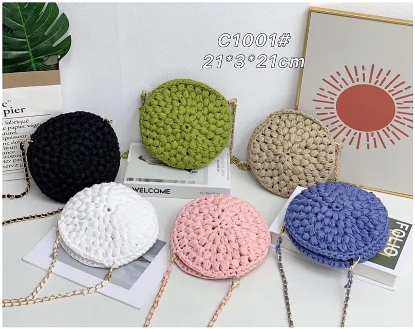 Bolsa de mochila de crochê de crochê circular de lã de maconha redonda em torno de malha de lã de doce de lã redonda