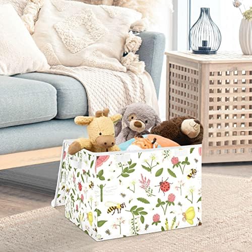 INNEWGOGO FLORES SILDA BIM DE ABELHA DE ABELHA COM TIDAS PARA ORGANIZAR Caixa de armazenamento dobrável com tampa com alças Oxford Ploth Storage Cube Box para roupas