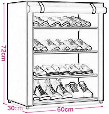 Rack de sapatos de 4 camadas com capa de 12 pares de armazenamento de calçados, 23.6x11.8x28.3 in, pibm, vinho vermelho