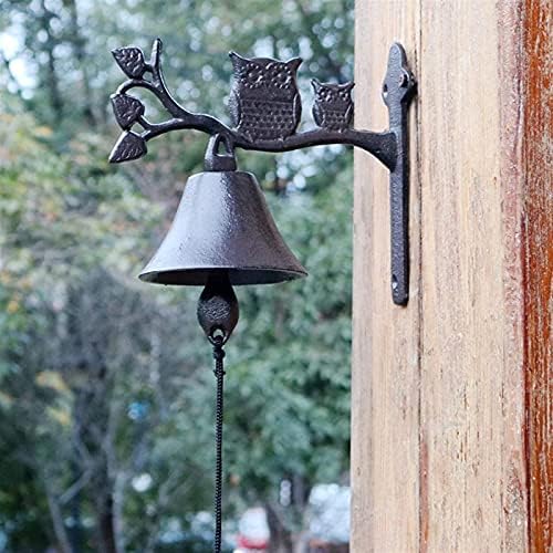 WQZ Rustic Cast Iron Owl Door Bell - decoração decorativa de estilo antigo da fazenda antiga para casa externa
