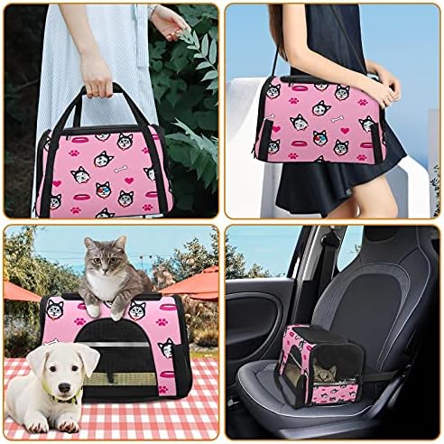 Bolsa de carrinho de estimação Smile de cachorro fofo óculos de cabeça rosa cachorrinho cachorro gato de cachorro