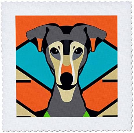 3drosrose legal engraçado fofo cão de corrida de galgo Picasso estilo pop - quadrados de colcha