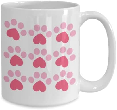 Caneca de café para amantes de cães, presente para o dia das mães, patas de coração