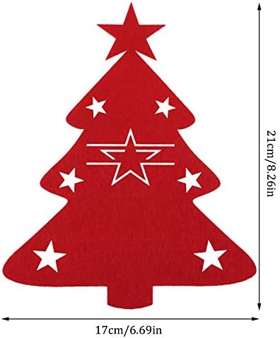 VanProo 8pcs Trenware de árvore de Natal Titulares, suportes de tabela de árvore de árvore de Natal Faca de talheres requintada e decoração de mesa de tampa do garfo, talheres de Natal Organizador de falhas de frimores