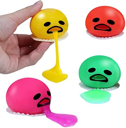 AtksUniee 4-PCs coloridos vômitos de ovo de gema de tensão de tensão, vomitando bola de tensão de ovo de lodo, chupando redonda de ovo preguiçoso gema de bola macia, alívio do estresse Squeeze brinquedos