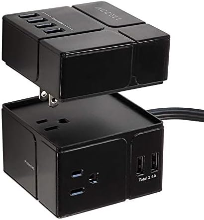 Accell Power Cube-Protetor de surto e TAP de parede USB Power 2-in-1 Combo, 3 pontos de venda protegidos, 6 portas USB-A,