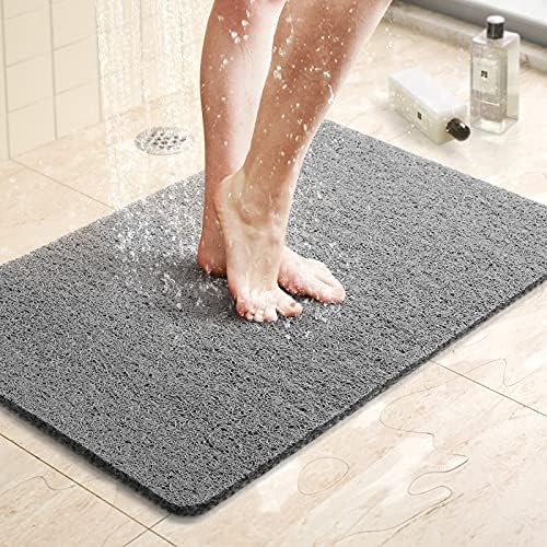 Luxstep Tapa de chuveiro tapete, tapete, 24x16 polegadas, tapete de banheira sem deslizamento com drenagem, secagem rápida PVC