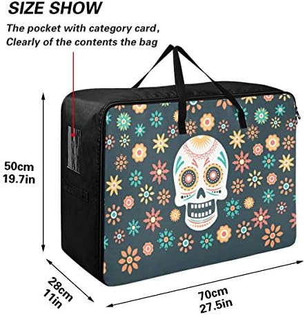 N/ A Bolsa de armazenamento de grande capacidade de grande capacidade - Dia morto dia Muertos Halloween Mexican Skull Cilt Roupas