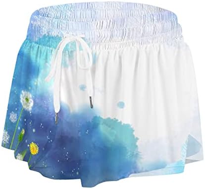 Dfhyar feminino 2 em 1 short fluido para treino casual shorts atléticos de verão tênis de ioga de cintura alta