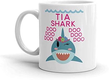 Caneca/xícara de café em cerâmica Shark Tia - Dia das Mães do Dia das Mães para mamãe avó