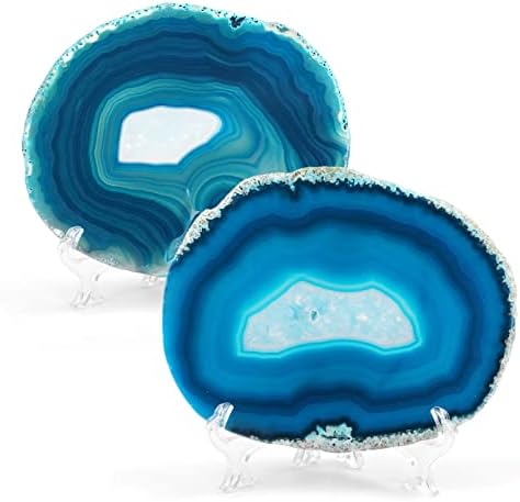 Montanha-russas de geode de vida folclórica para bebidas, montanha-russa de pedra de ágata natural de 4-5 Conjunto de pedra de 2 gama de gorda com decoração de mesa de café, arte de parede de ágata para casa de hóspedes em casa, presente de aniversário