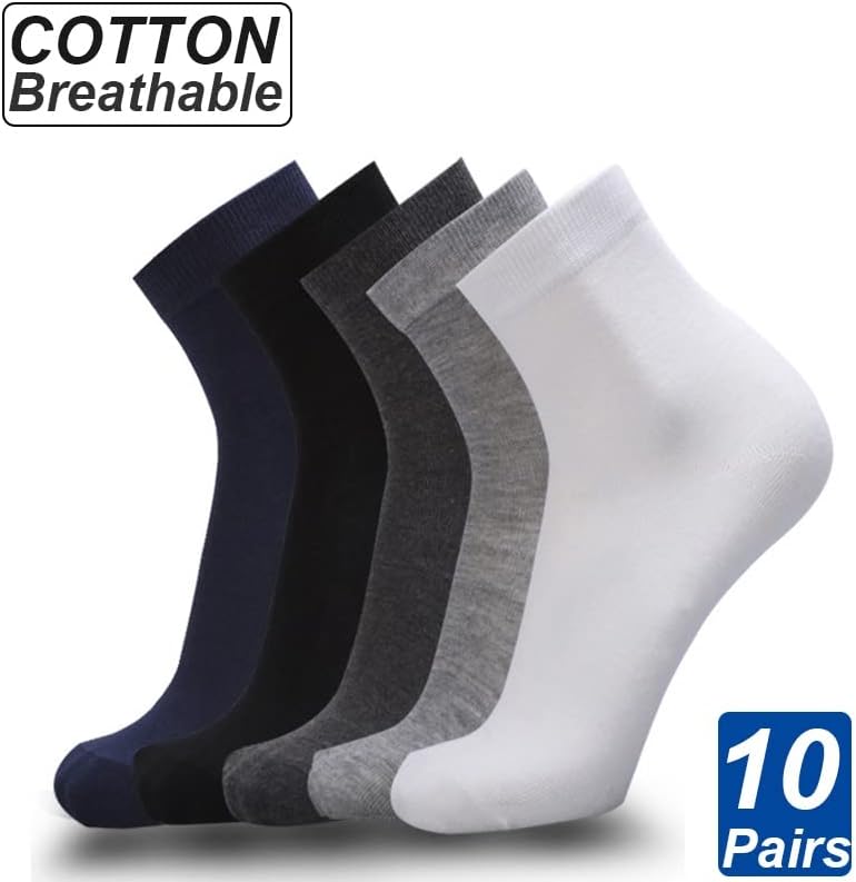 N/A 10 pares/meias de algodão masculinas de lotes Black Business Socks Breathable Autumn Winter for Male