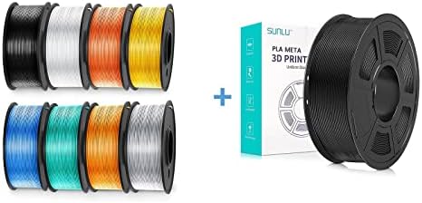 Sunlu 250g PLA Filamento de seda 1,75 mm e meta preto PLA, filamento de impressora 3D, precisão dimensional +/- 0,02