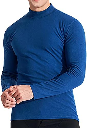 ZDHOOR Mens térmica Camisa longa Camisa simulada Roupa de pescoço Top de pulôver casual