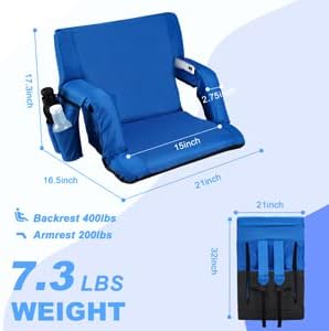 AvaCahom Dobring Stadium Seats-21/25 polegadas de largura Bleacher Asseds Cadeiras com suporte para trás e apoio de braço e almofada acolchoada para concertos esportivos acampamentos