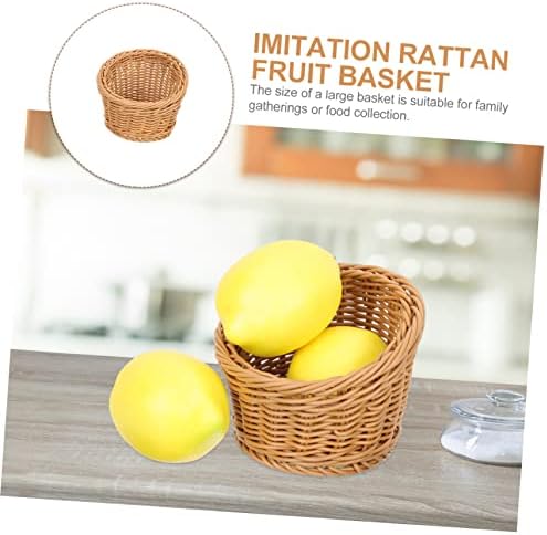 Zerodeko imitação de placa de frutas de vime para a bandeja de bandeja redonda cômoda rústica tecido cesto cesta