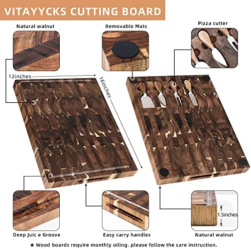 Vitayycks 17x13x1.5 ACACIA END GRAINHO CURTO DE MADEIRA COM BROOVA DE SUCO PARA CONUTAÇÃO, BLOCO DE BLOCO DE QUESTO DE QUESTO