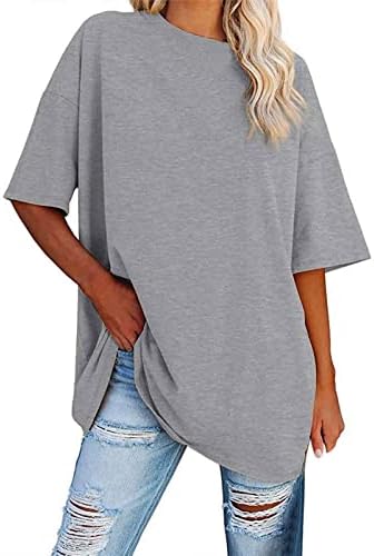 Camiseta de manga comprida Mulheres de manga longa de camiseta de tamanho grande de camiseta listrada Crew pescoço