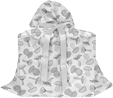 Bolsa de presente de tecido de cogumelo lunarable, estilo de doodle desenhado à mão Padrão de cogumelos Elementos da floresta design