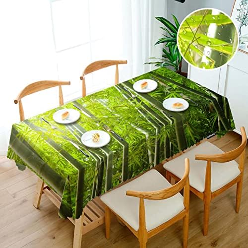 Swono Bamboo Toleta de mesa Natureza Luzes solares Bust Bamboo Grove Tree Retângulo Tabela lavável Tabela de mesa de xadrez para jantar de férias de cozinha, 52x 70 polegadas de mesa de mesa