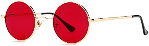 Gleyemor John Lennon Vicos polarizados pequenos óculos de sol redondos para homens mulheres hippie círculo de copos amarelos vermelhos