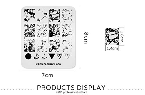 Kads Uil Art Stamping Plate Model Modelo de Marble Unh Nail Art Ferramenta Placa de imagem Diy Design Diy