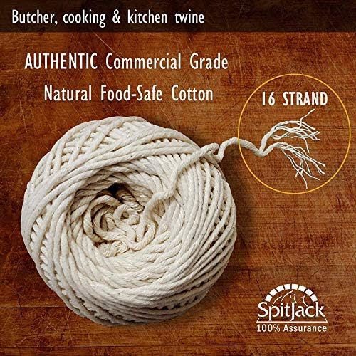 Spitjack Butcher's Cooking and Kitchen Twine. Corda branca de qualidade alimentar para treliça de carne, jardinagem e artesanato. 2 pacote, 370 pés