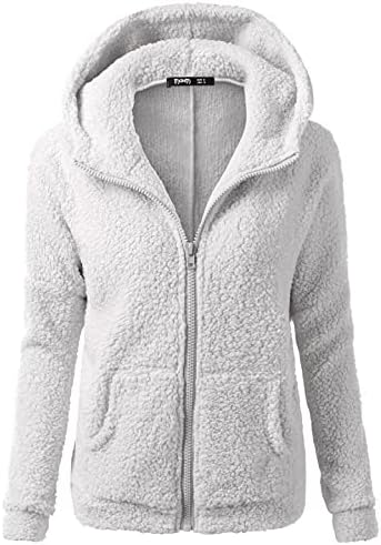 Camisolas Kookmean para Mulheres, Moletom Casual Fuzzy Casual Com capuz com bolsos casaco de roupas externas de inverno