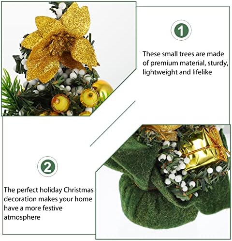 Decorações de natividade de Vorcool 3pcs Mini árvore de Natal artificial com ornamentos na árvore de Natal de Base Combattop