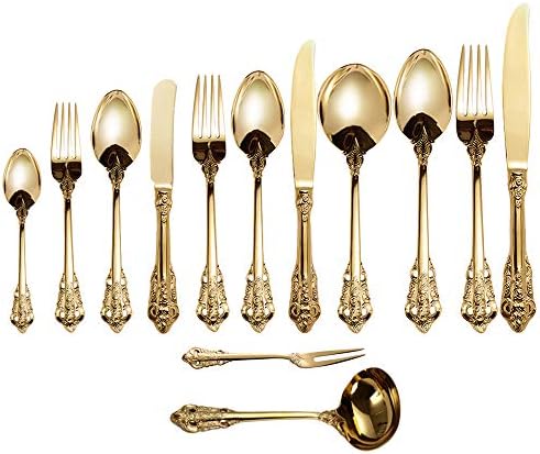 Forks de jantar de 6 peças Wulun, 18/10 de aço inoxidável, garfos de mesa, 8,15 polegadas, acabamento no espelho, segurança da lava-louças, cor dourada