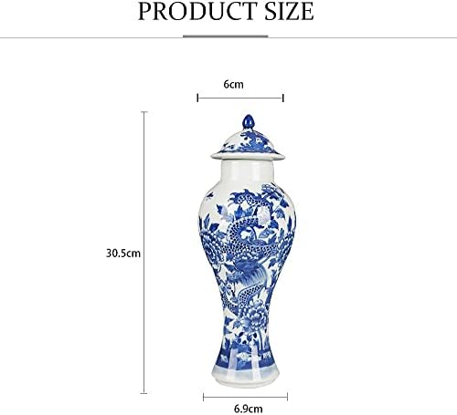 Sdgh pintada à mão azul e branco jarra antiga porcelana de porcelana Tank de decoração de decoração de chá jar