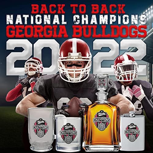 Heritage Pewter Georgia Bulldogs 2022 Campeonato Nacional Capitol Decanter | Decanter de uísque de 24 oz para bebidas alcoólicas com rolhas herméticas | Vidro de estanho trabalhado com habilidade