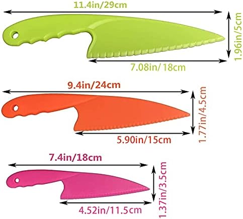 Conjunto de faca para crianças de plástico Quirzx, facas seguras de 3pcs com luvas resistentes, bordas serrilhadas