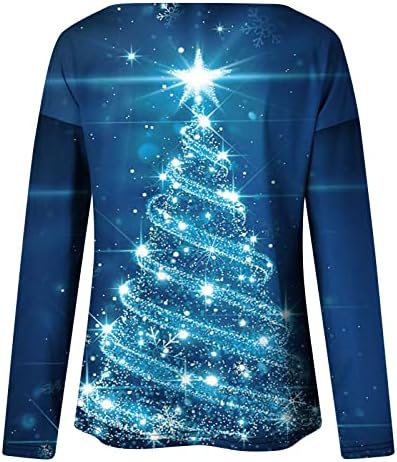 Womens Winter Tops Casual Papai Noel Print 3/4 Sleeve Crewneck T camisetas 2022 Moda Bloups Loose Roupas